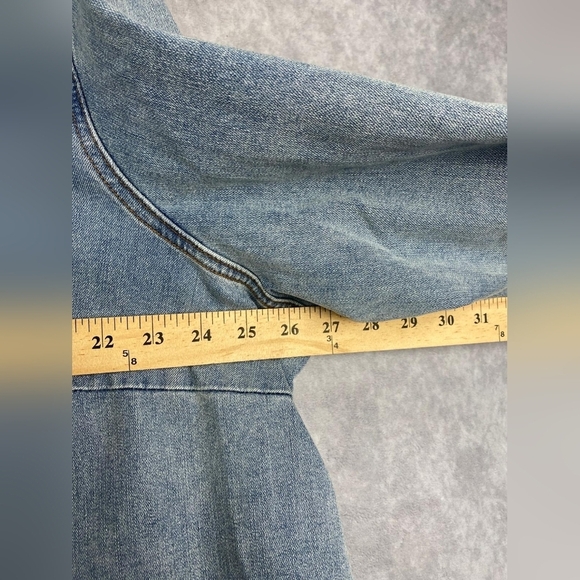 LOGO women's size 26W light wash blue jean denim mock neck zip up jacket QVC - Picture 6 of 8